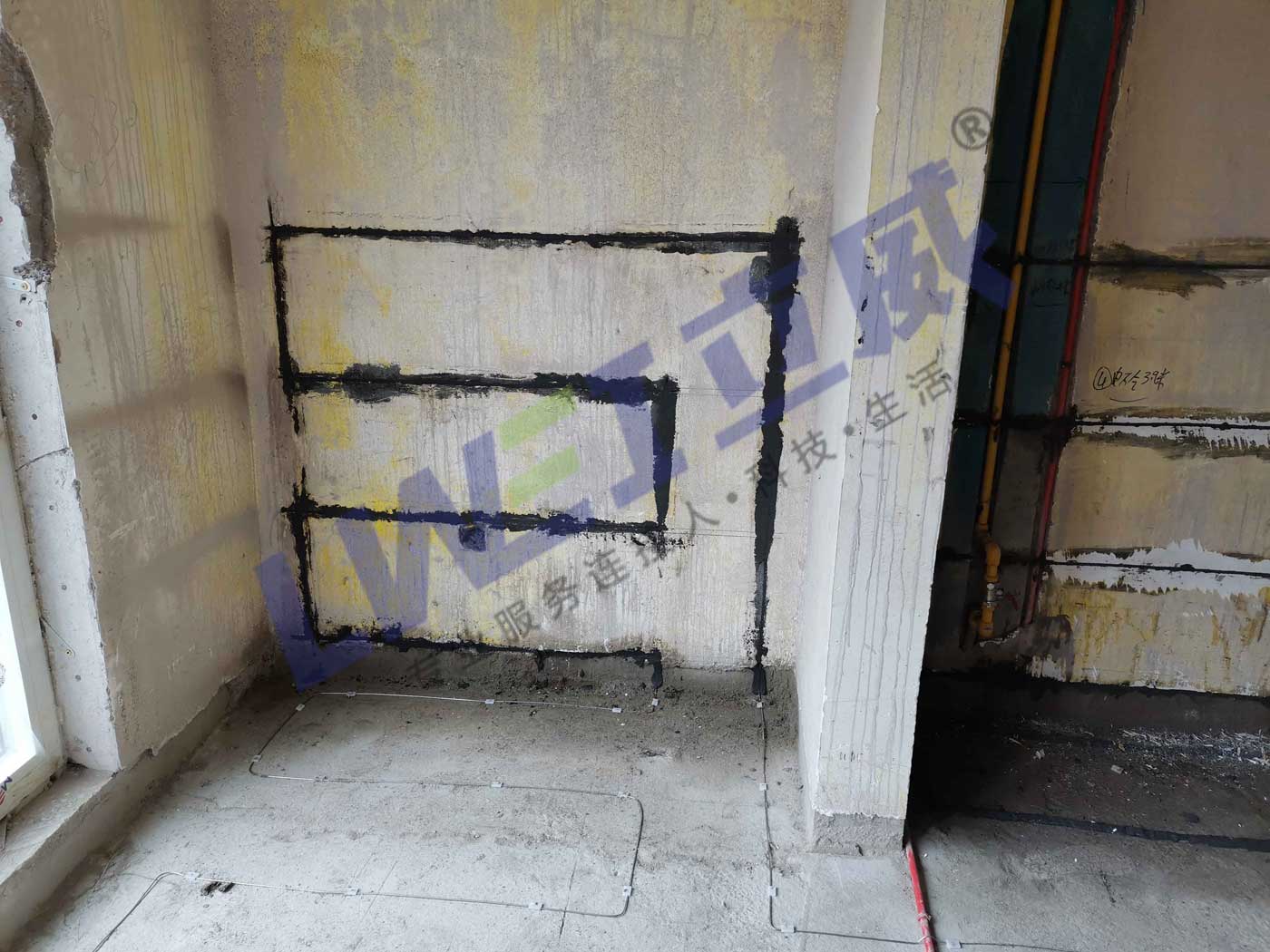 青岛海德堡150㎡电渗透防潮施工现场案例